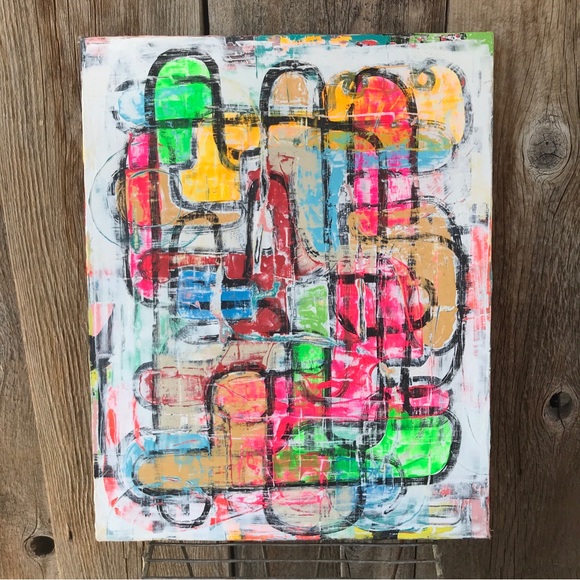 Colorful Textured Abstract Original Painting 20" x 16" - Picture 1 of 7